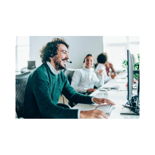 Team of diverse call center professionals